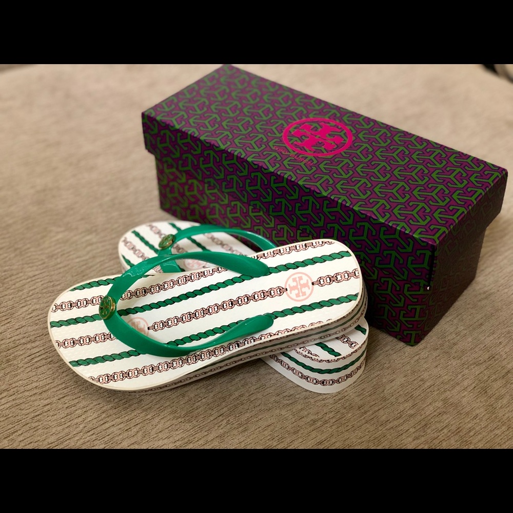 Tory Burch Wedge Flip Flops NWT Size 7US